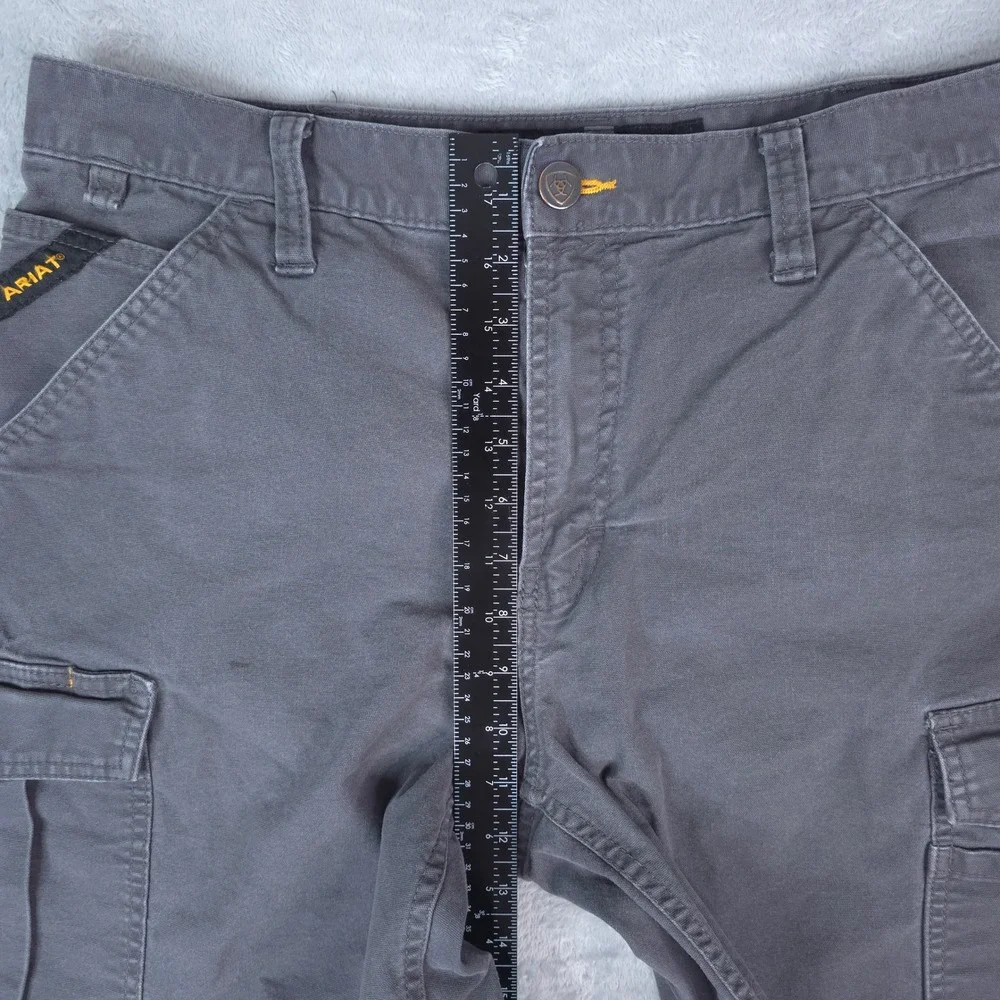 Ariat Cargo Shorts Rebar M4 Relaxed Men 34 Gray Durable Canvas Workwear 10034681